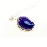 Purple Agate Statement Necklace silver sterling.925