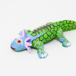 A colorful handcrafted fabric axolotl 