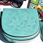 Marina Aqua Leather Crossbody Bag