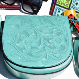 Marina Aqua Leather Crossbody Bag