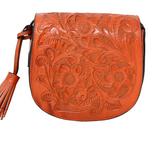 Orange leather crossbody handbag