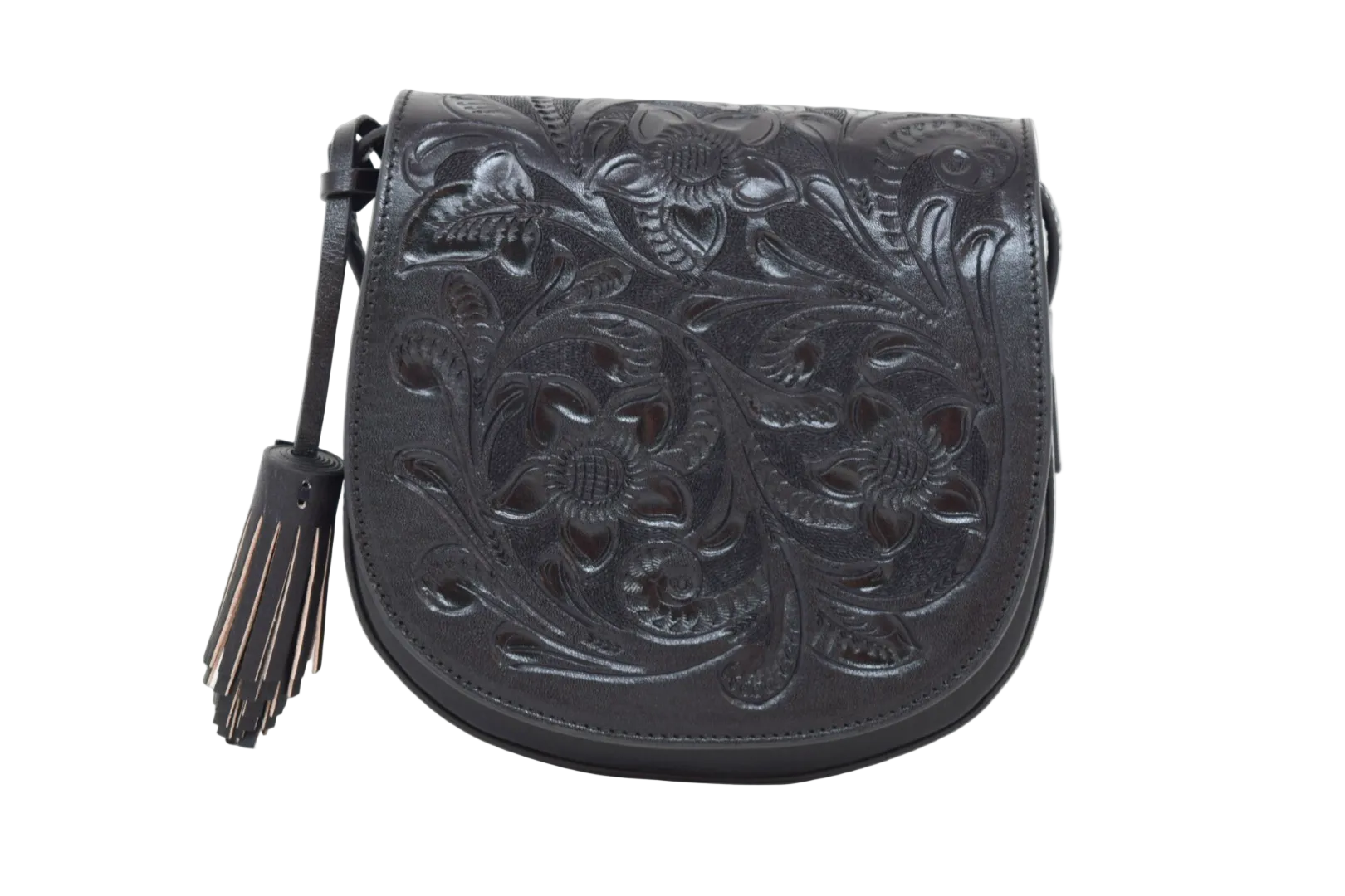 Leather black bag for women