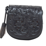 Leather black bag for women