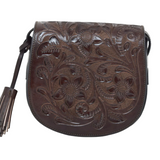 Chocolate color leather handbag