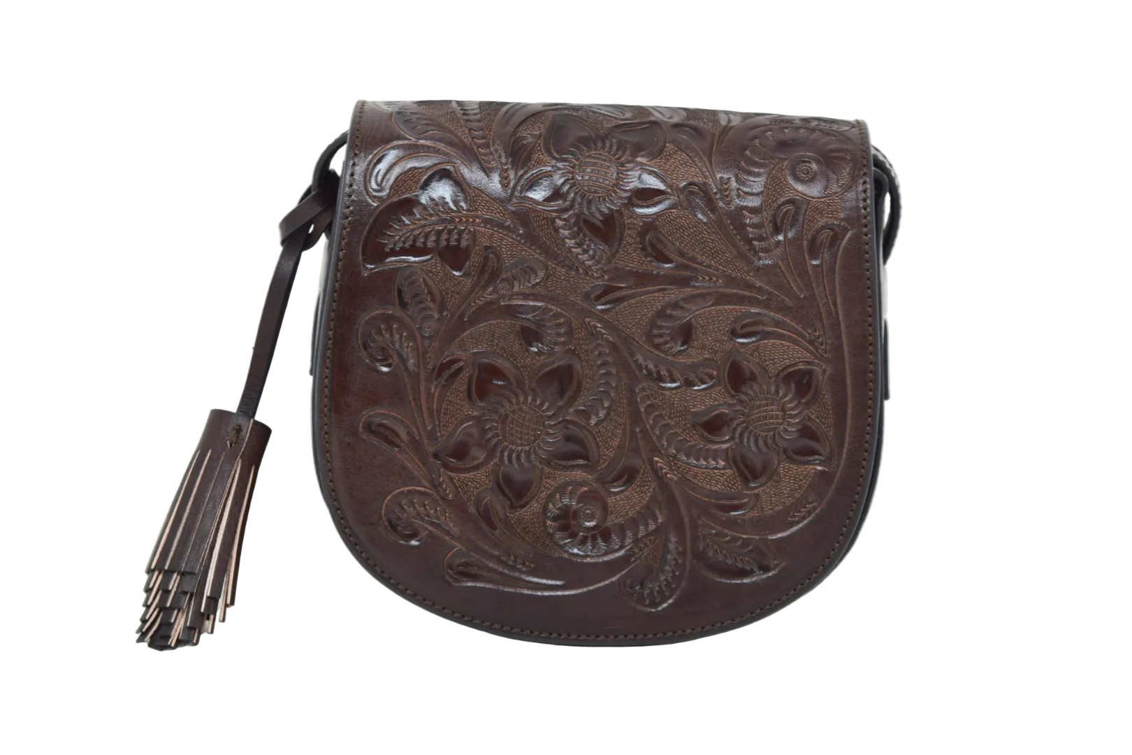 Chocolate color leather handbag