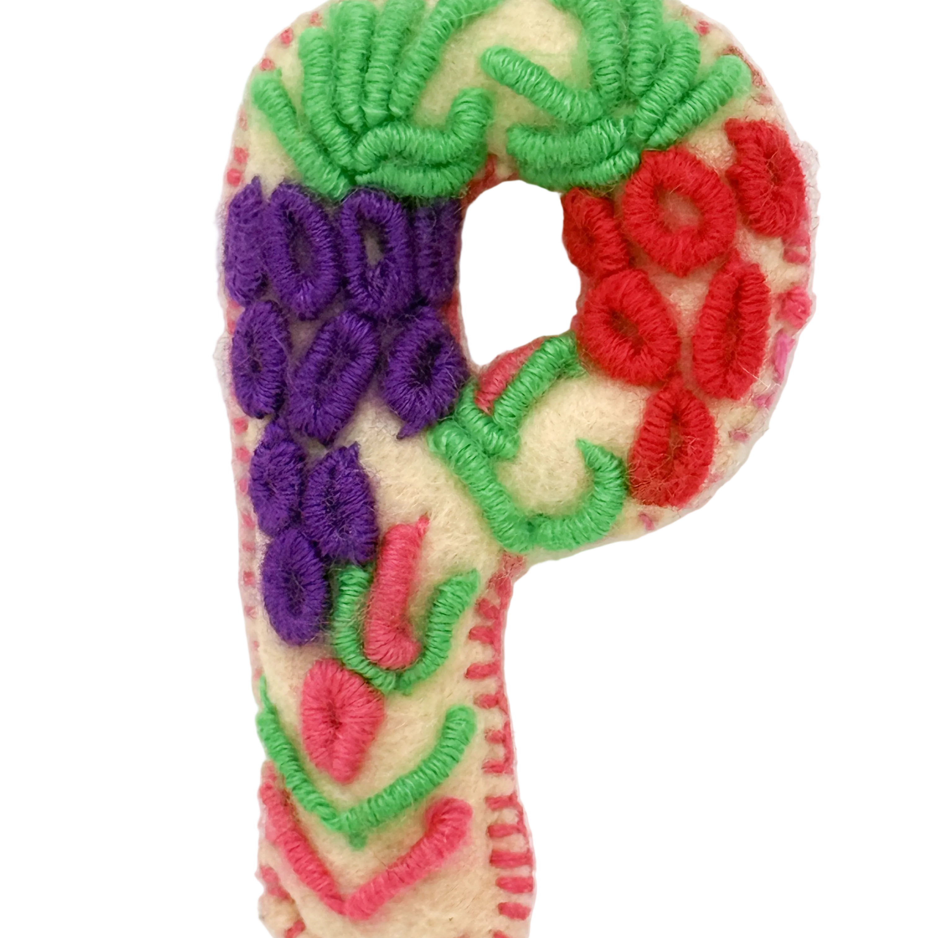 A handmade felt letter P