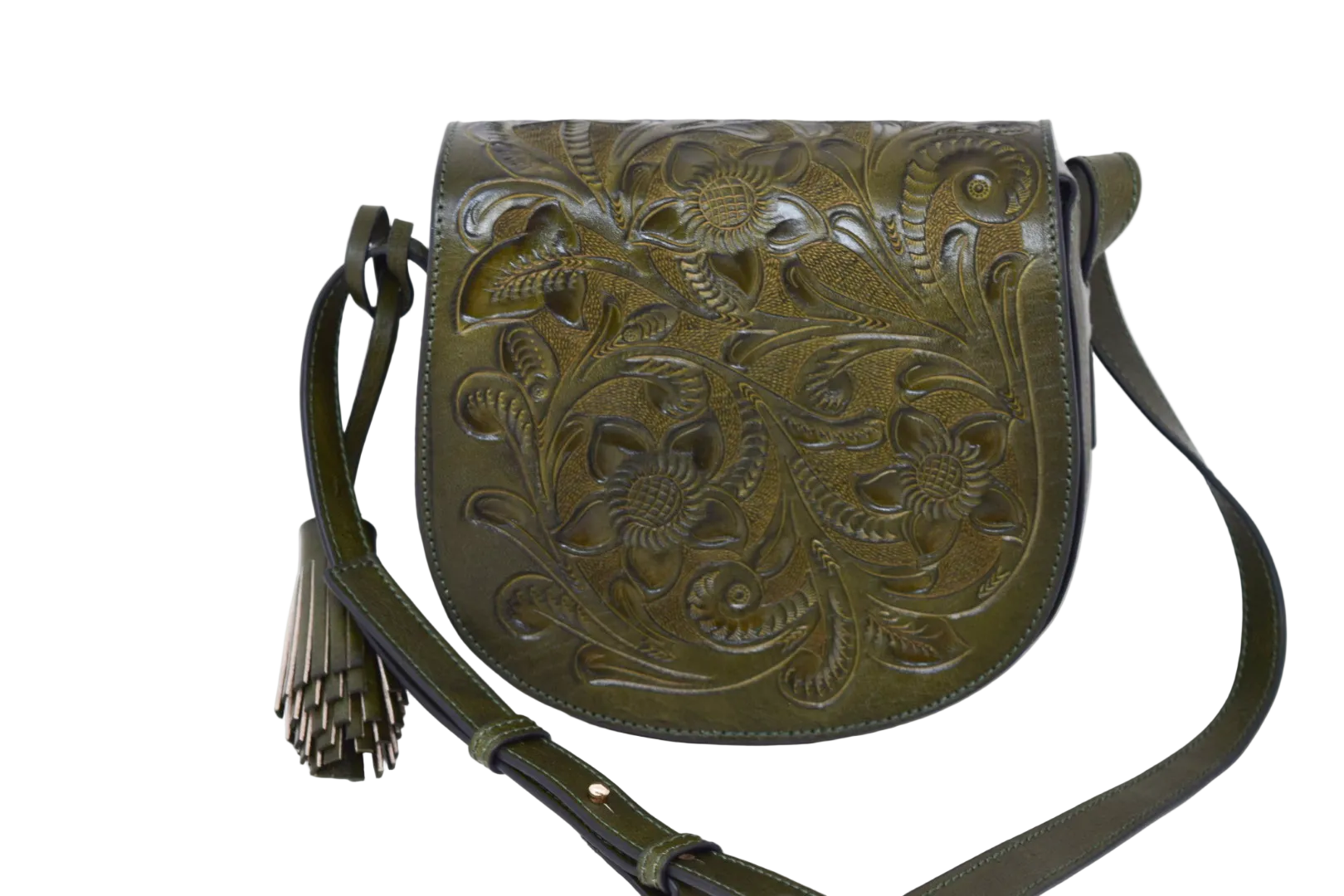 Mexican leather olive green bag