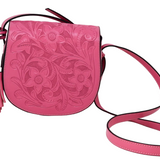 Pink leather travel bag 