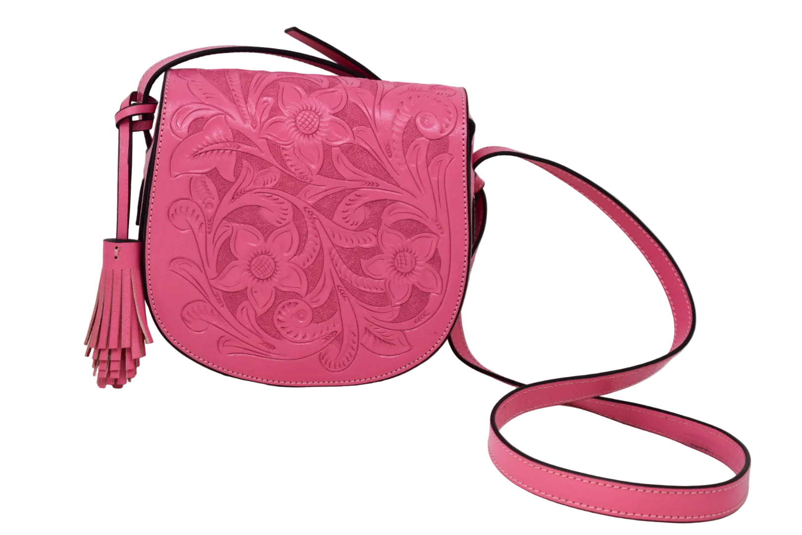 Pink leather travel bag 