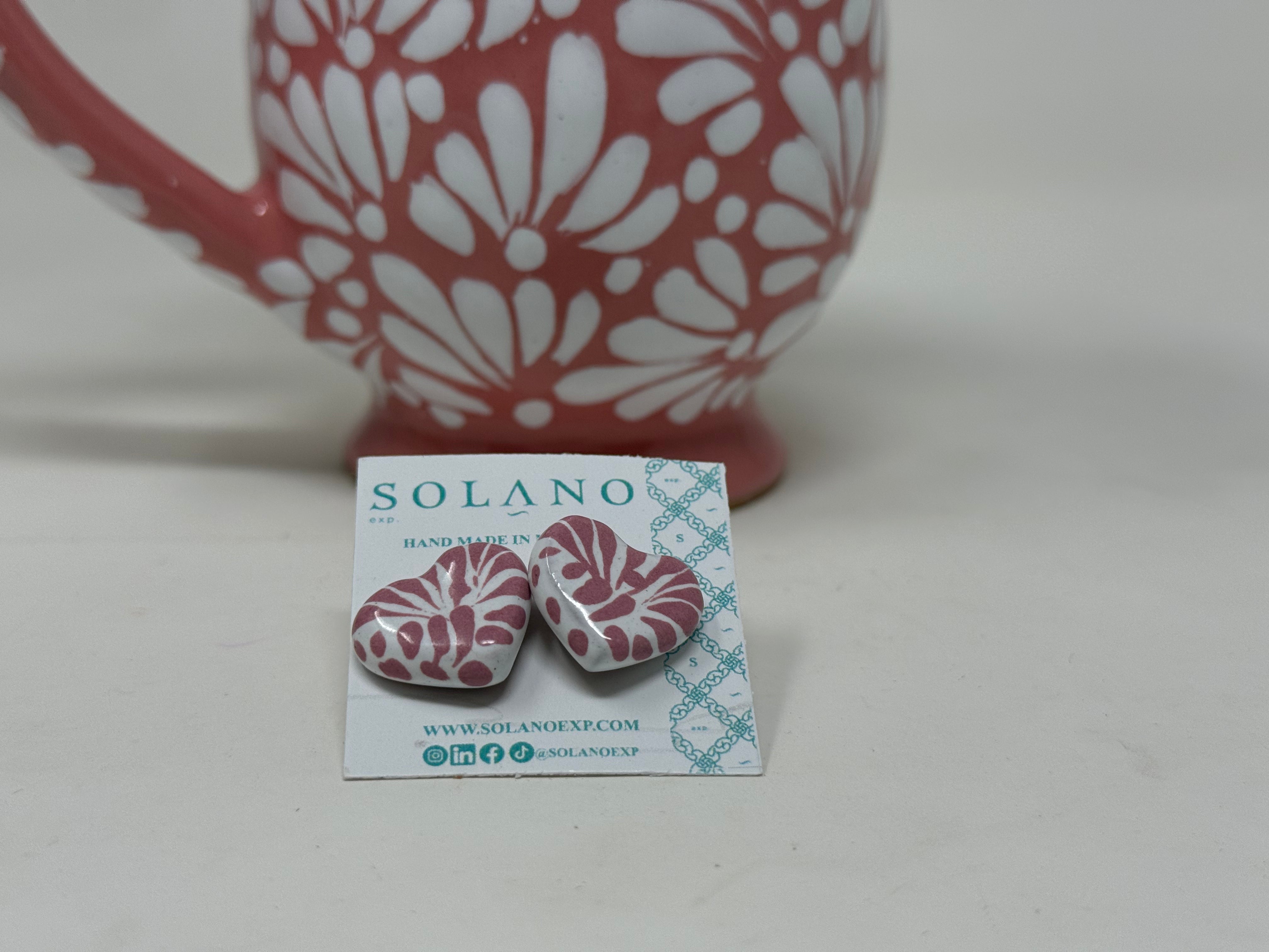 Pink mug with white floral pattern and Solano earrings for valentines day, mothers day or birthday gift