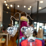 Hand Carved & painted Heart Earrings