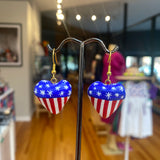 Hand Carved & painted Heart Earrings