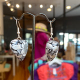 Hand Carved & painted Heart Earrings