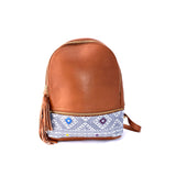 Leather backpack with embroidery