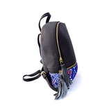 Leather backpack with embroidery