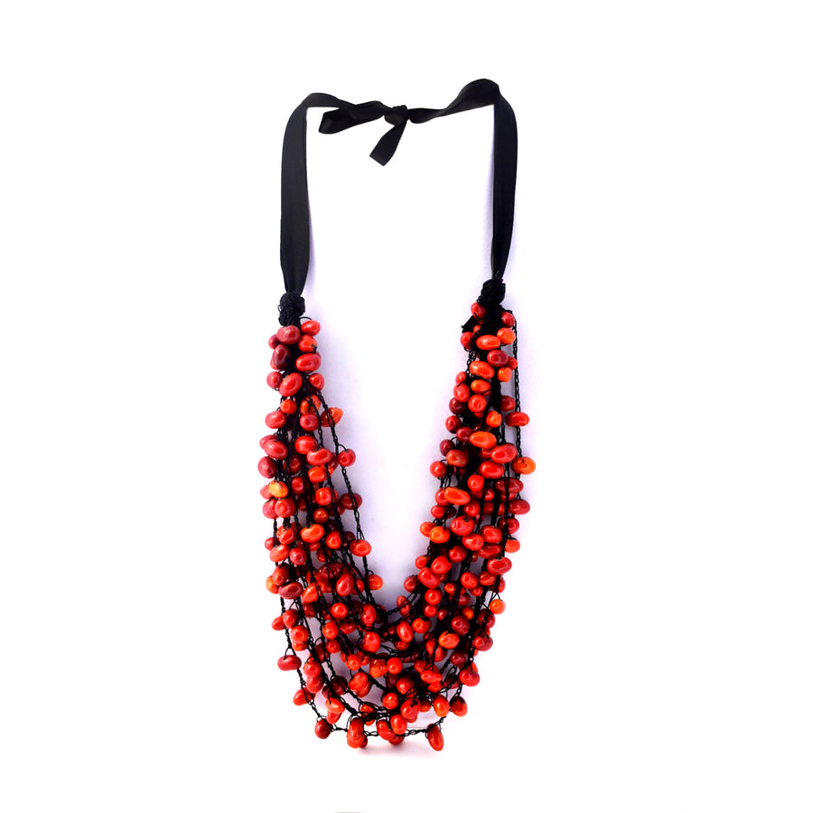 Red necklace natural seeds