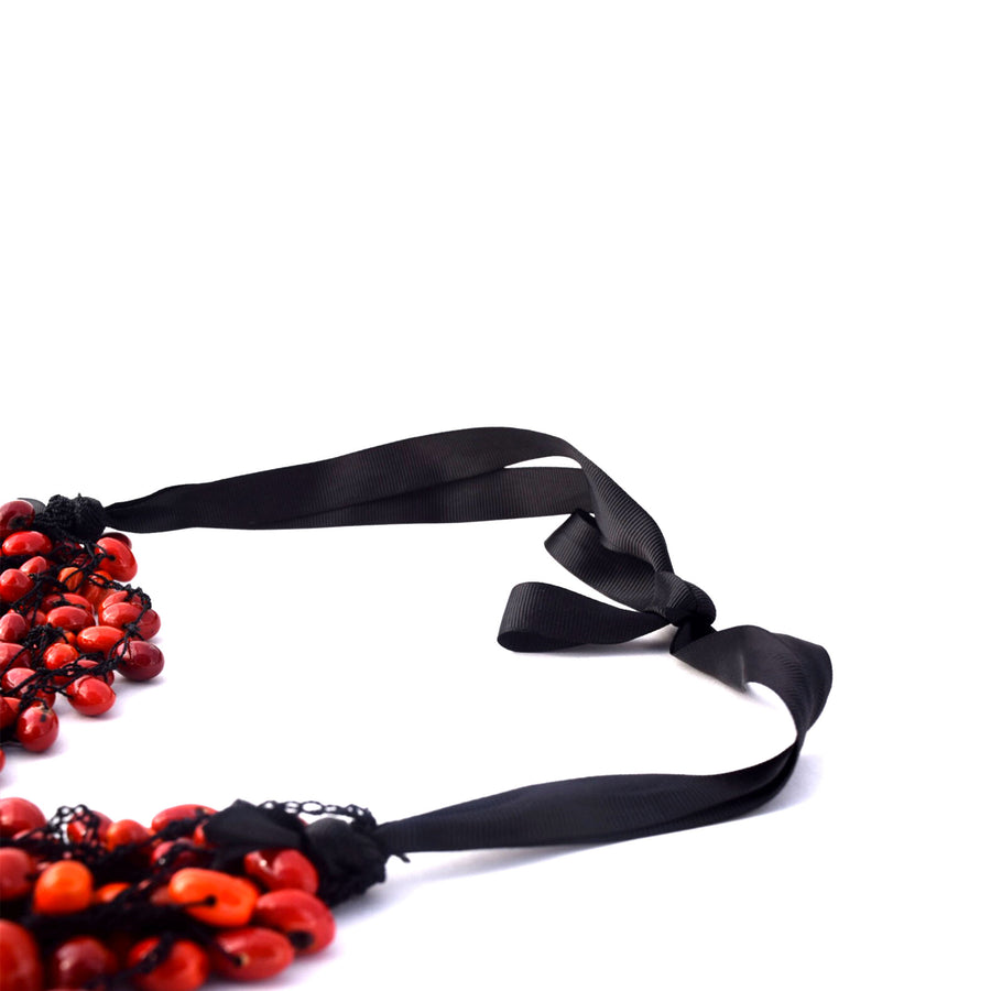 Red necklace natural seeds