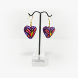 Hand Carved & painted Heart Earrings