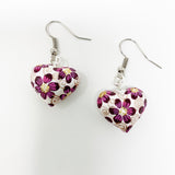 Hand Carved & painted Heart Earrings