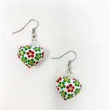 Hand Carved & painted Heart Earrings
