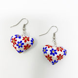 Hand Carved & painted Heart Earrings