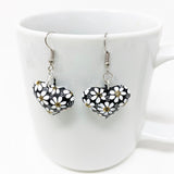 Hand Carved & painted Heart Earrings