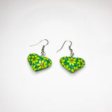 Hand Carved & painted Heart Earrings