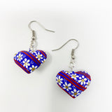 Hand Carved & painted Heart Earrings