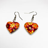 Hand Carved & painted Heart Earrings