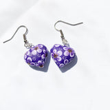 Hand Carved & painted Heart Earrings