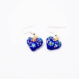 Hand Carved & painted Heart Earrings