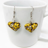 Hand Carved & painted Heart Earrings