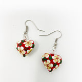 Hand Carved & painted Heart Earrings