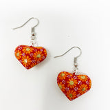 Hand Carved & painted Heart Earrings