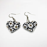 Hand Carved & painted Heart Earrings