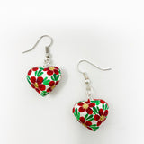 Hand Carved & painted Heart Earrings