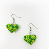 Hand Carved & painted Heart Earrings
